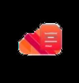 Colorful overlapping document or note icon in orange, red, and pink gradients